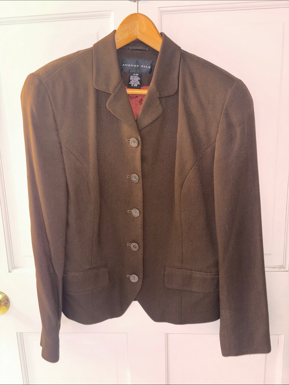 august silk Brown Tailored Button-Front Blazer